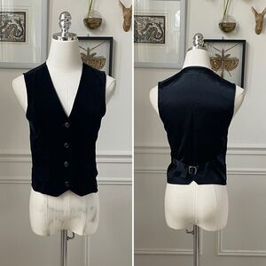 Vintage 70s Marianne Fashions Black Velveteen Vest S XS